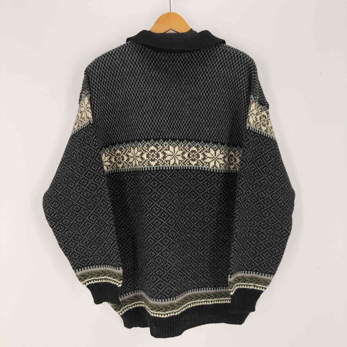 アイスランド製 総柄 ハーフジップニット メンズ  XL